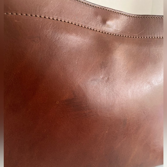 Made in Italy Leather Crossbody Bag Brown Turn-Lock Triple-Gusset Vintage - Picture 6 of 15